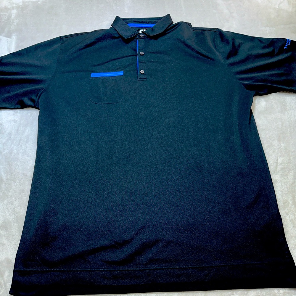 FootJoy Shirt Men's XXL 2XL Black Blue Golf Firestone Country Club Casual